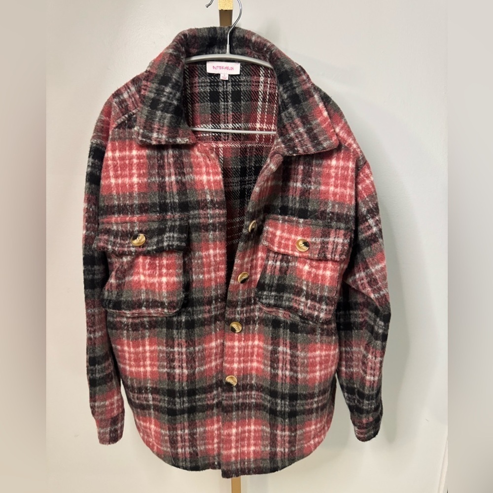 Plaid Button-Up Jacket